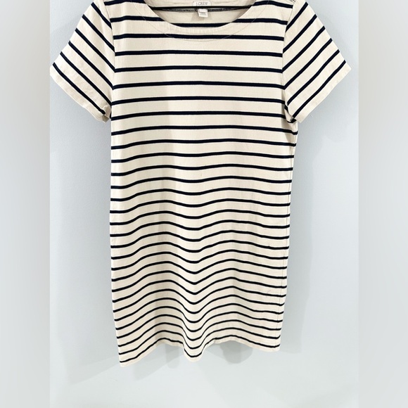 J. Crew Short Sleeve Nautical Stripe Shirt Dress Beige Size Medium - Picture 3 of 5